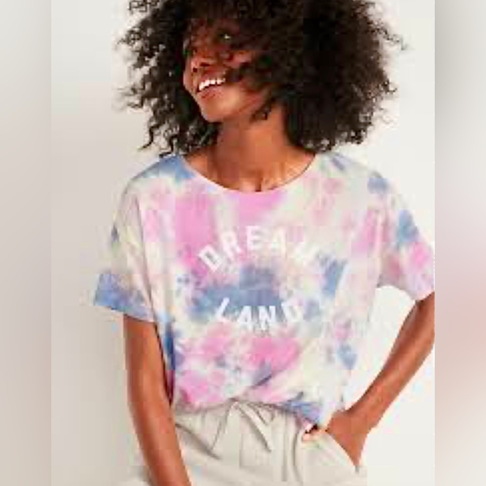 OLD Navy The Easy Tee Dream Land Graphic Tie Dye Print Short Sleeve Crewneck M